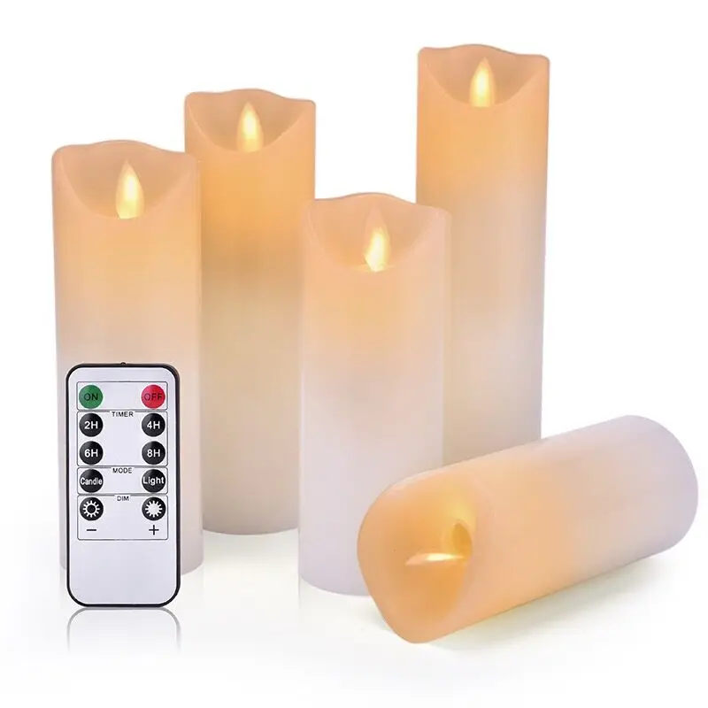 

Battery Operated Led Pillar Paraffin Candle set Wavy edge w/Remote controller Wedding Party Home Lighting Decoration 5.5CM(Dia.)