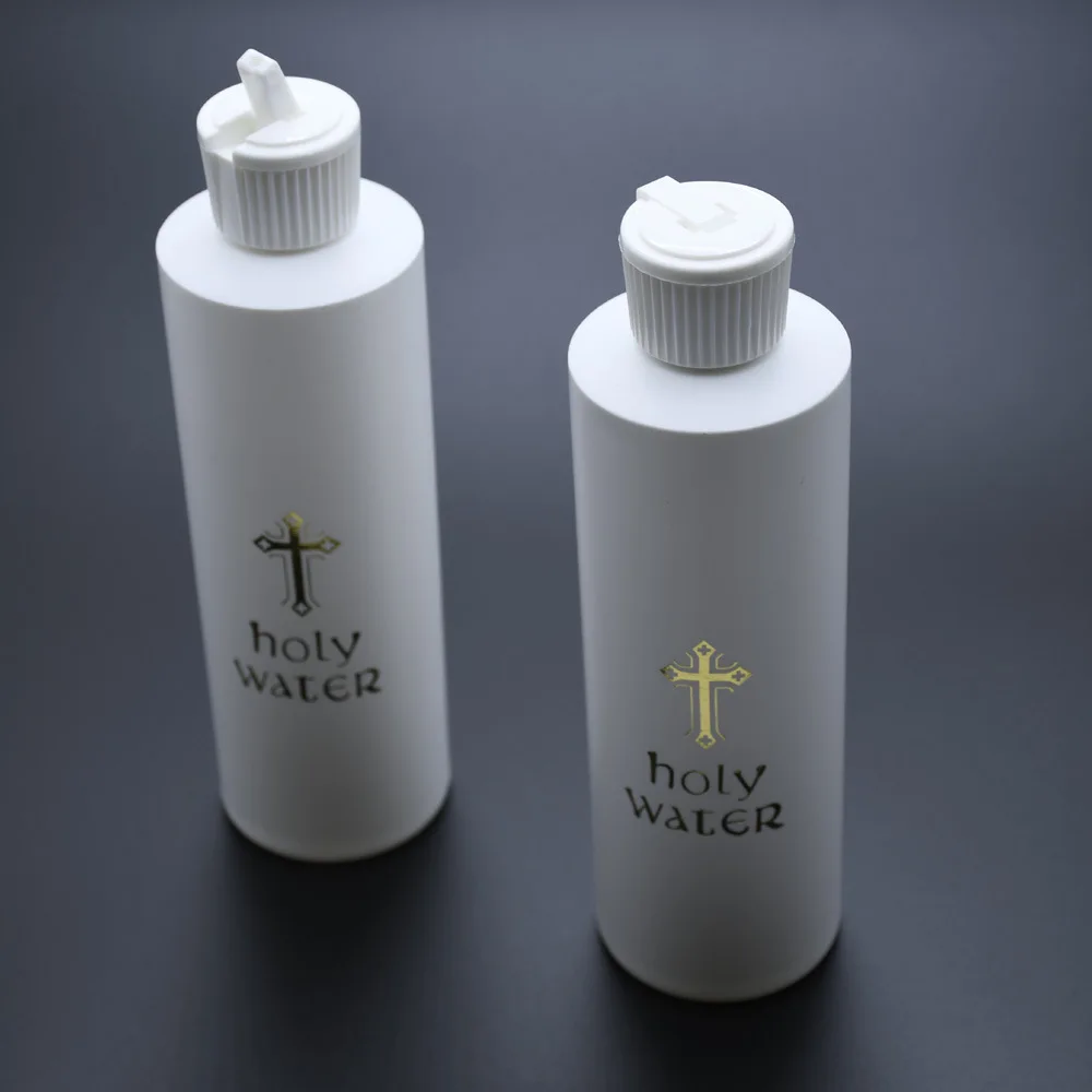 1PC 250Ml Refillable Holy Water Bottle Gold Cross Plastic Holy Water Container with Screw Lid Christian Easter Church Supplies