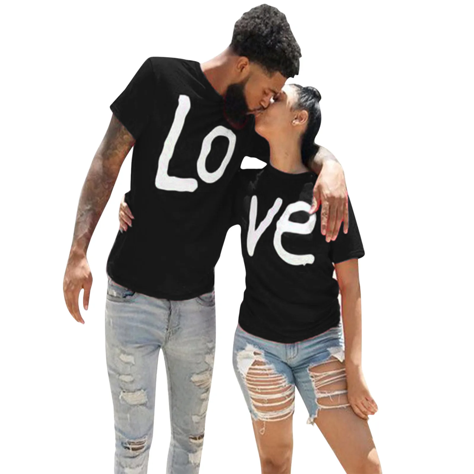 Hot Sale Lovers Clothes Women Men Casual Tops Short Sleeve Love Letter Print T-shirts For Couples Matching Tshirt Футболка