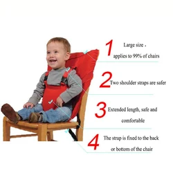 Baby Portable Seat Kids Chair Travel Foldable Washable Infant Dining High Dinning Cover Seat Safety Belt Feeding High Chair