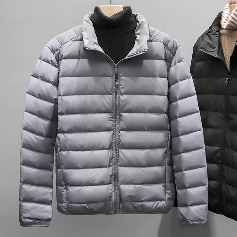 Abrigo de plumón de pato blanco sin costuras para hombre, Parkas mullidas con cuello levantado, ropa de abrigo gruesa y cálida para invierno, novedad de 2024