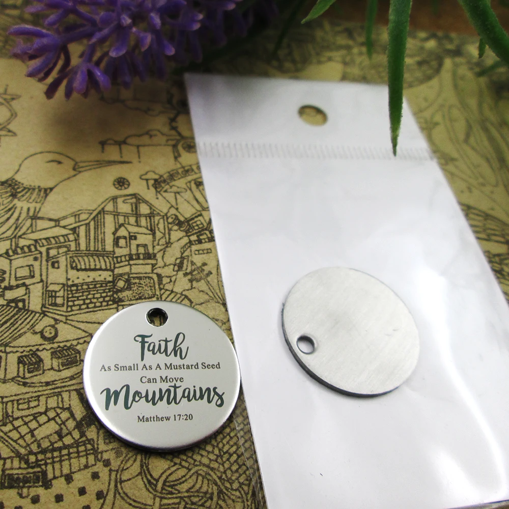 

10pcs--"Faith As Small As A Mustard Seed..."stainless steel charms more style for choosing DIY Charms from Bible