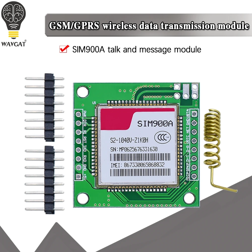 WAVGAT mini GPRS GSM module SIM900A Wireless Extension Module Board Antenna Tested Worldwide Store for SIM800L A6 A7 SIM800C