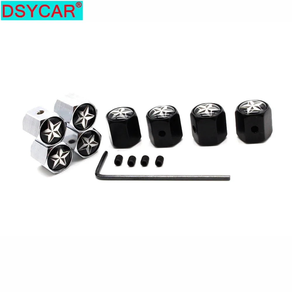 

DSYCAR Car Styling Zinc Alloy Anti-theft Pentacle Star Logo Car Tire Valve Caps Wheel Tires Tire Stem Air Cap Airtight Covers