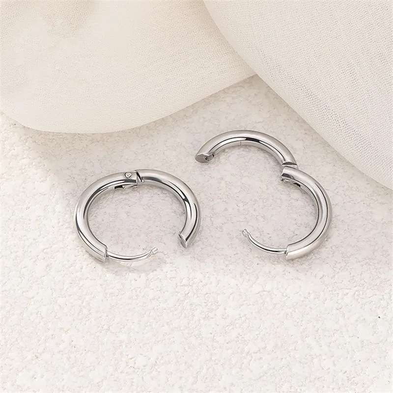 5 unids/lote pendientes de aro circulares de acero inoxidable para mujeres niñas Color oro negro Color plata pendientes geométricos redondos joyería