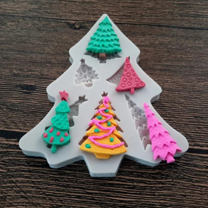 Silicone Resin Mold Christmas Tree Shape For DIY Cake Chocolate Dessert Candy Fondant Moulds Baking Decoration Tool Accessories