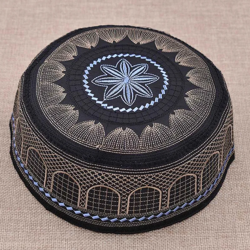 Men\'s Muslim Prayer Caps Black Islamic Hats Handsome India Ethnic Clothing Arab Musulman Fashion Accessories African Head Hats