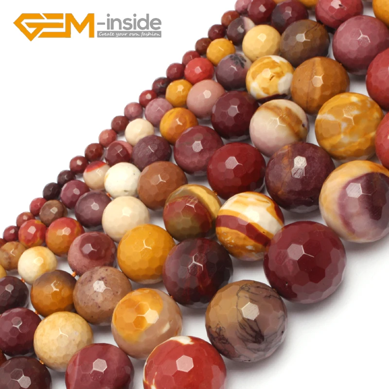 

Faceted Mookaite Jasper Natural Round Stone Loose Beads For Jewelry Making Beads DIY Creative Gifts 15" Strand Wholesale