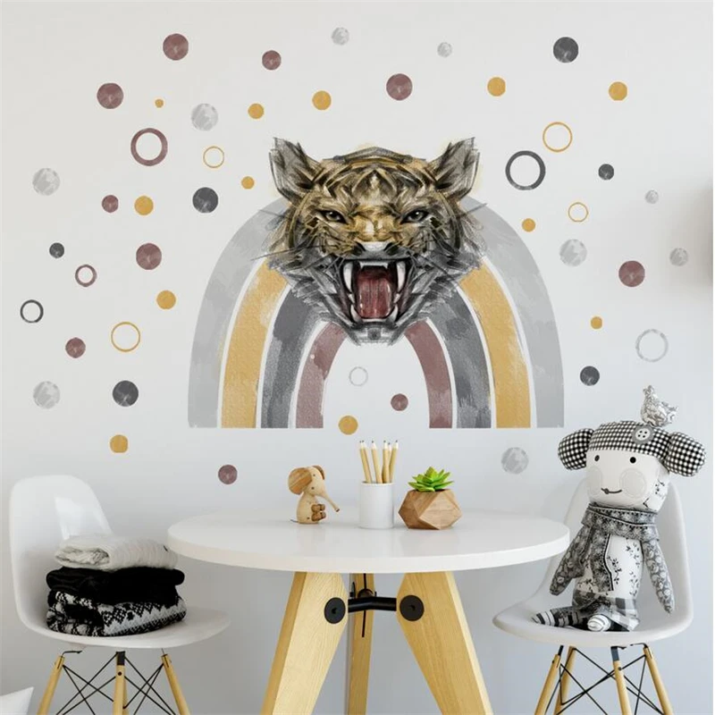 Pegatina de pared de tigre 3D para habitación de niños, decoración del hogar, dormitorio, Mural de PVC, calcomanías artísticas