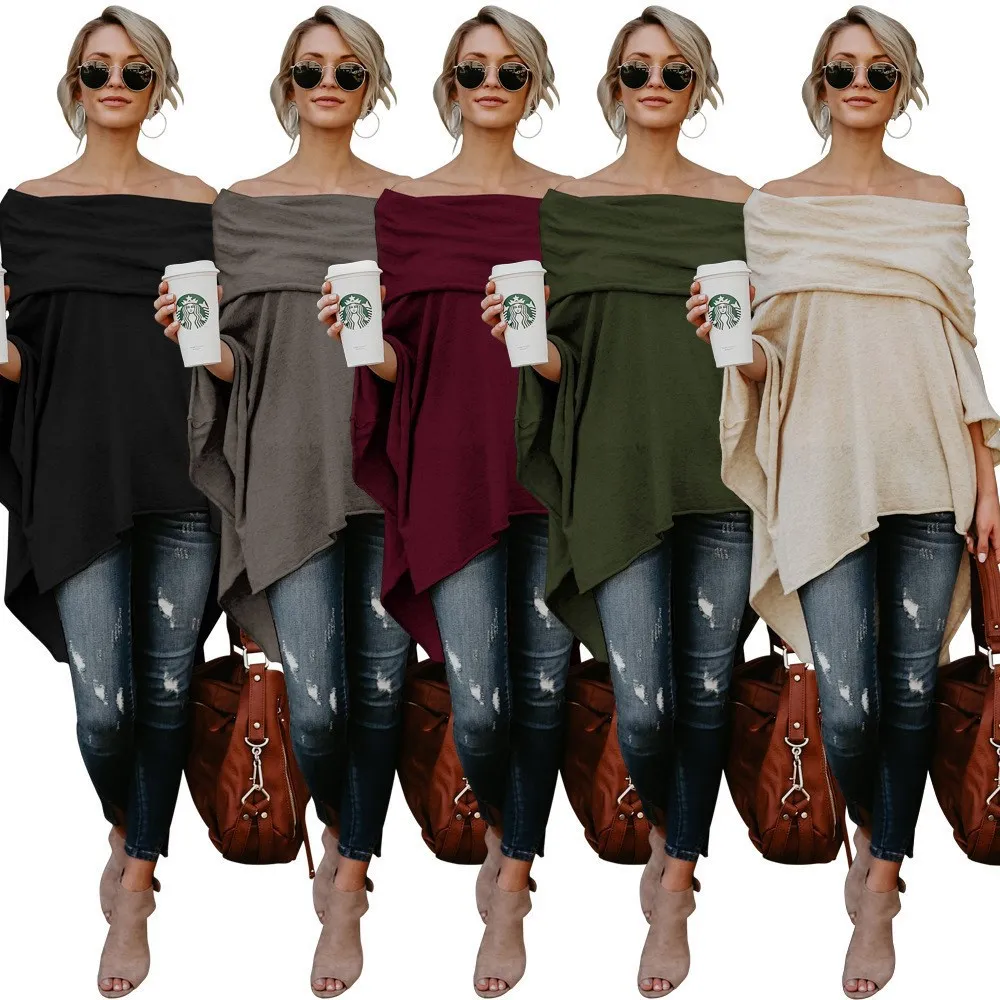 COLDKER Fashion Top for Women Off Shoulder Pullover Long Sleeve Casual Loose Shirt Elegant tops ladies street wear clothing