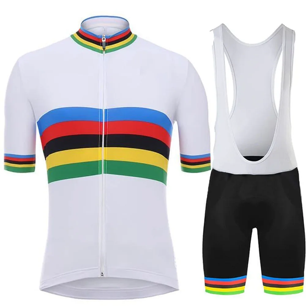 2020 World Champion Cycling Jersey Set White Pro Cycling Clothing Road Bike Suit Bicycle Bib Shorts MTB Uniform Maillot Culotte