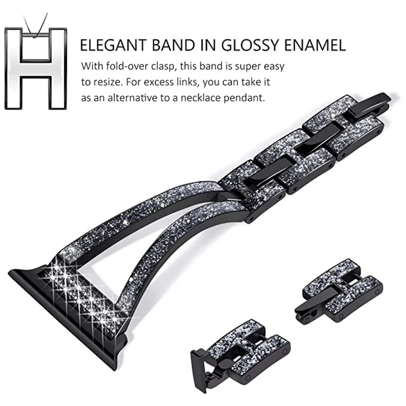 Metal+diamond strap Compatible with Apple watch 7 6 5 4 SE 44mm 40mm Comfortable metal bracelet strap for iwatch 3 2 1 42mm 38mm