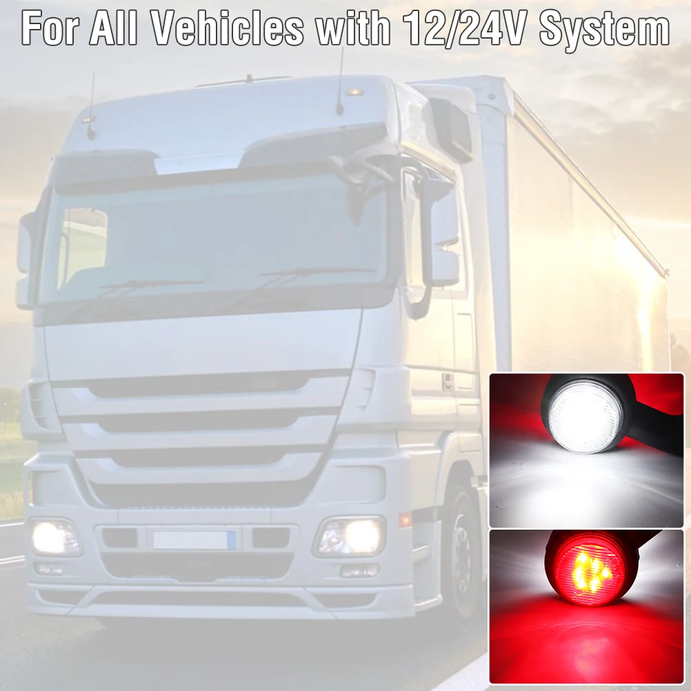 2X 6LED Clearance Elbow Rubber Light Trailer Truck Position Parking Outline 12V 24V Side Marker Lights White Red Rear Lamps