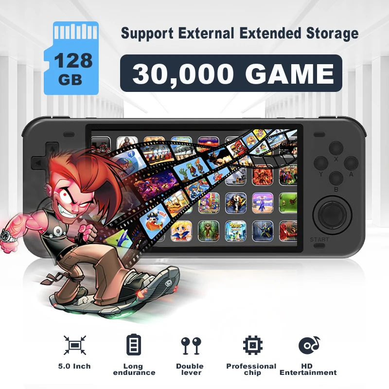 Powkiddy RGB10 Max 5.0Inch Retro Open Source System Handheld Game Players RK3326  IPS Screen 3D Rocker Consoles for Adults Kids