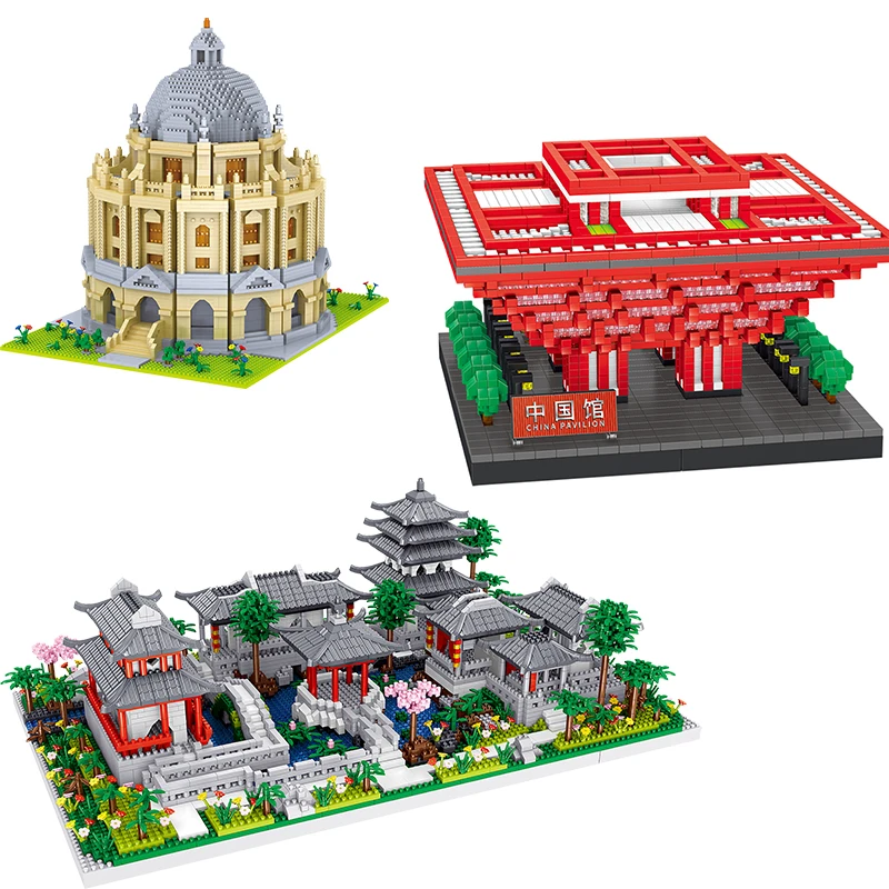 

World Architecture Bricks Set Oxford University Model China Pavilion Suzhou GardenBuilding Diamond Blocks Decoration Toy Gift