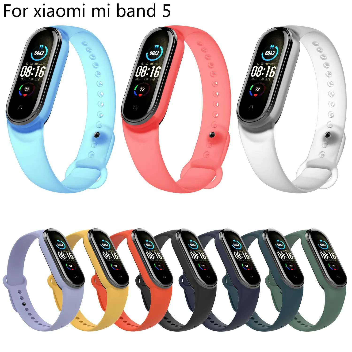 

NEW For Xiaomi Mi Band 5 Strap Silicone Wristband Bracelet Replacement for Xiomi Band 5 Mi band5 mi band5 Wrist Color TPU Strap