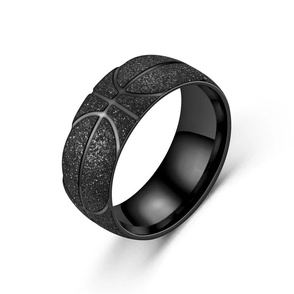 Megin D Stainless Steel Titanium Basketball Polish Sports Style Vintage Rings for Men Women Friends Lover Gift Fashion Jewelry