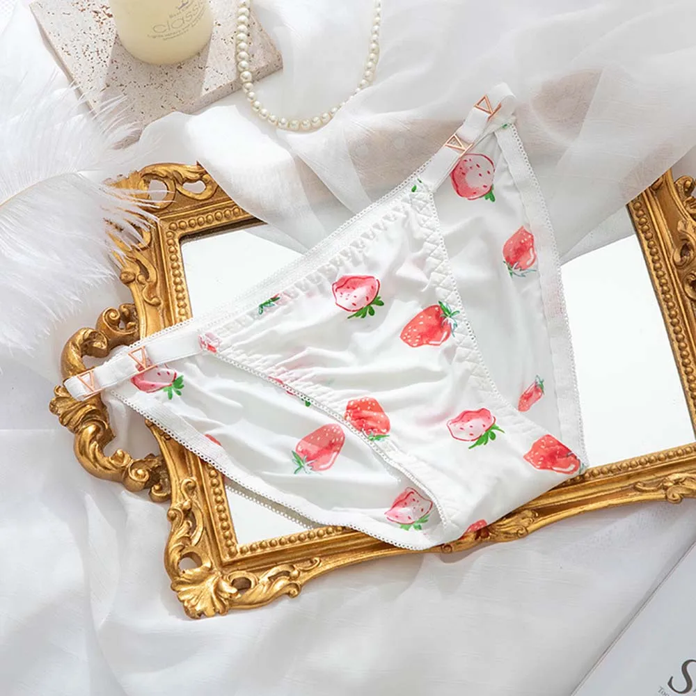 Cinturón fino con hebilla de Metal para mujer, bragas de seda de hielo sin costuras, ropa interior Sexy con estampado de leopardo y fresa, ropa