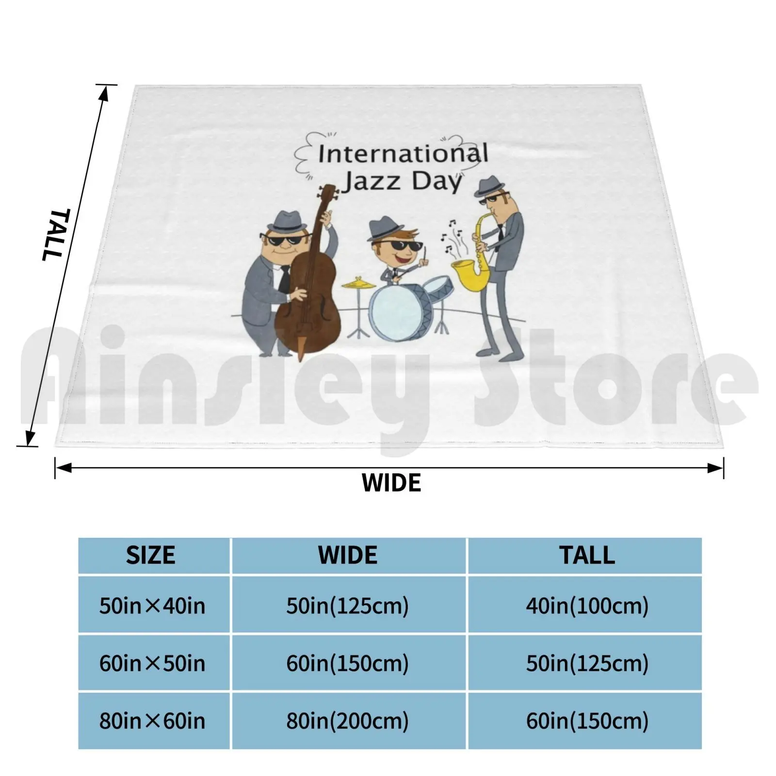 International Jazz Day Blanket For Sofa Bed Travel Jazz Music Instruments Saxophone Trumpet Tuba Bass Cello Bow