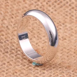 BOCAI New 6.5~7.9G S990 Pure Silver Jewelry Plain Circle Simple Glossy Couple Men and Women Ring Trendy Gift