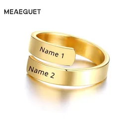 Delle Donne personalizzati Doppio Due Anelli Nome Oro di Colore Personalizzato Doppio Strato Wrap Abbraccio Best Amico Mamma Misura regolabile
