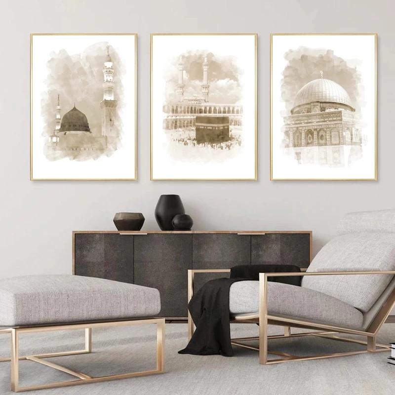 Muslim Islamic Home Decor Canvas Picture Posters and Prints Mosque Wall Art Painting Vintage for Living Room Design Art Painting