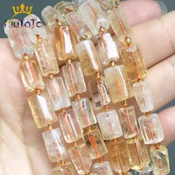 Natural Faceted Yellow Citrines Quartz Stone Beads Cylinder Spacer Beads For Jewelry Making DIY Charm Bracelet Accessories 7.5''