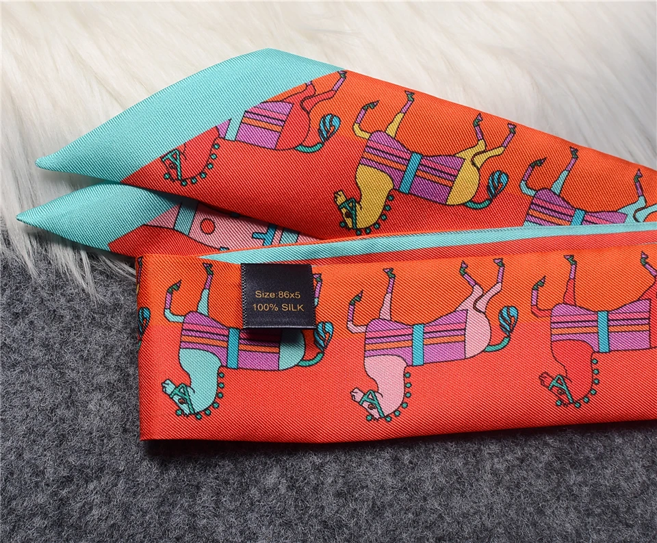 Luxury Horse Belt Natural 100% Silk Scarf Real Mulberry Silk Design Brand Women Scarf Foulard Hair & Bag Scarves Neckerchief