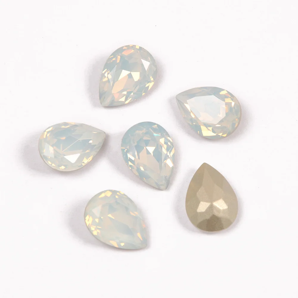 YANRUO Teardrop White Opal Claw Crystals All for Needlework Sewn Rhinestones Glass Sewing Ornaments