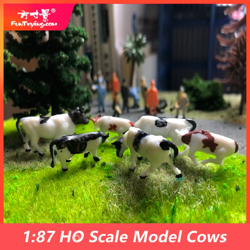 1:87HO Scale Model Cows farm animal landscape model train railway/railroad layout scenery DIY  miniature dioramas gaming display