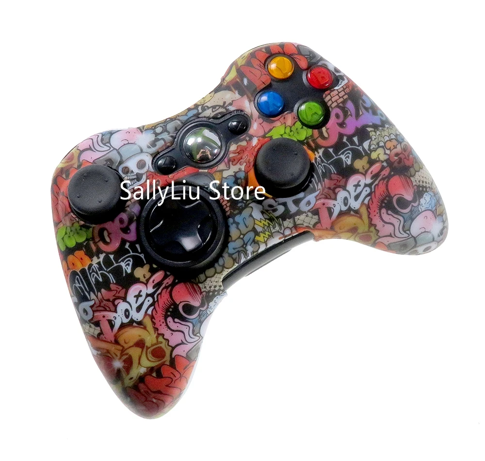 50pcs Silicone Rubber Protective Case Cover Skin for XBOX360 wired wireless controller protection water transfer silicone case