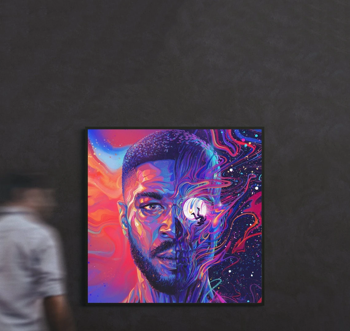 Kid Cudi  Man On the Moon III The Chosen  Music Album Cover Poster Canvas Print Rap Hip Hop Music Star Singer