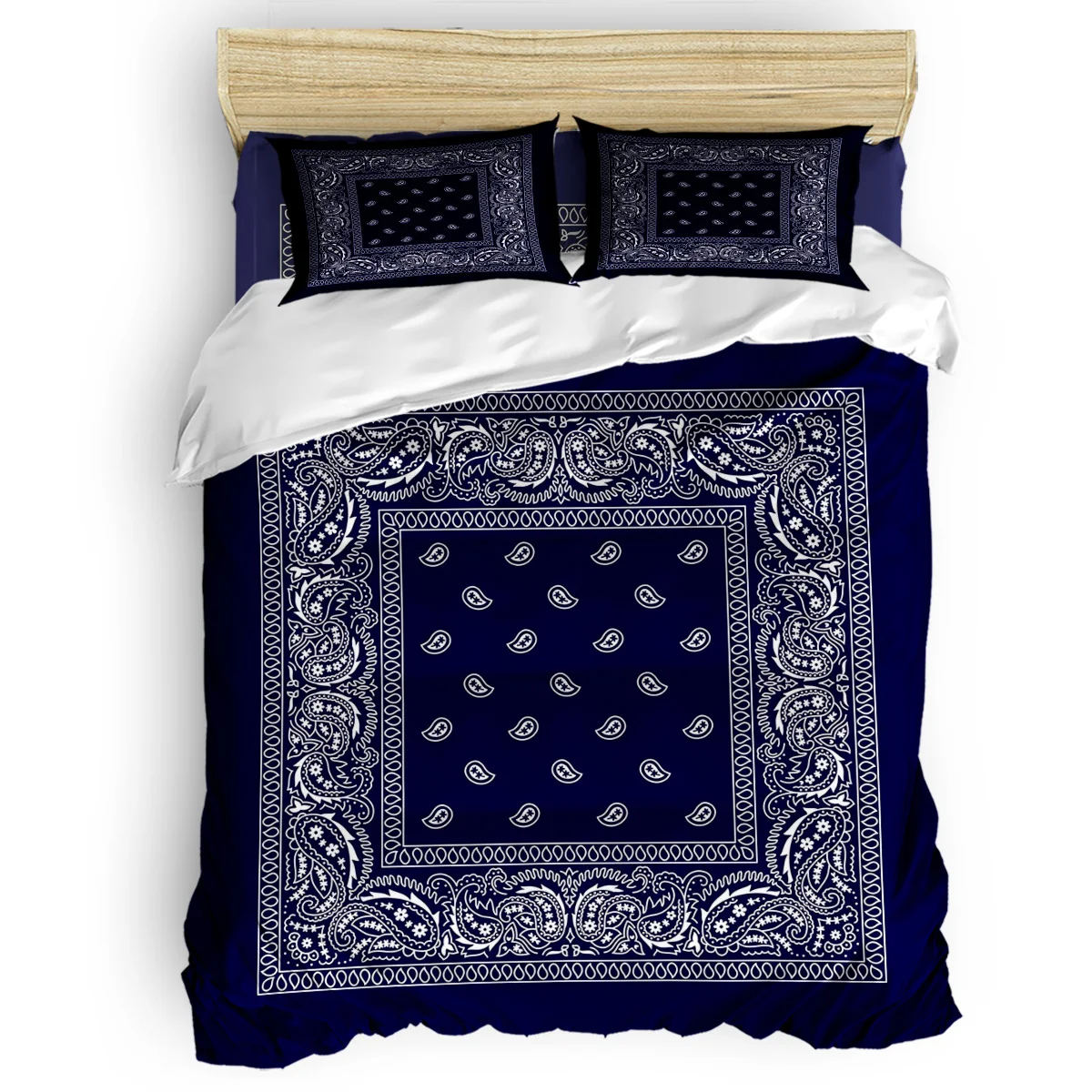 Bandana Navy Blue Duvet Cover King Size Queen Size Quilt Cover Set Bedclothes Comforter Single Bedding