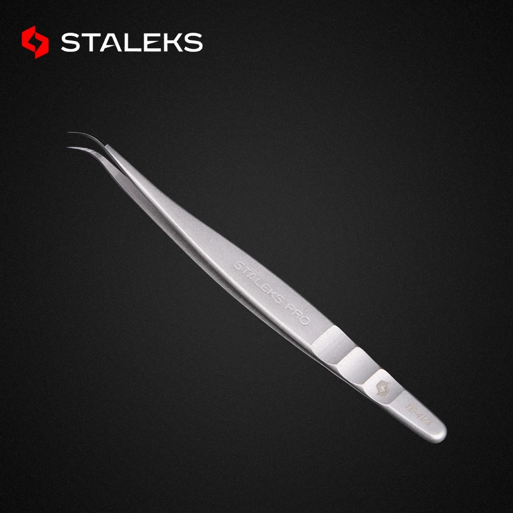 STALEKS PRO TE-41-3 Wave Pattern Embossing Tweezers Grafting Eyelashes Blooming ESD High Precise Hyper Fine AISI