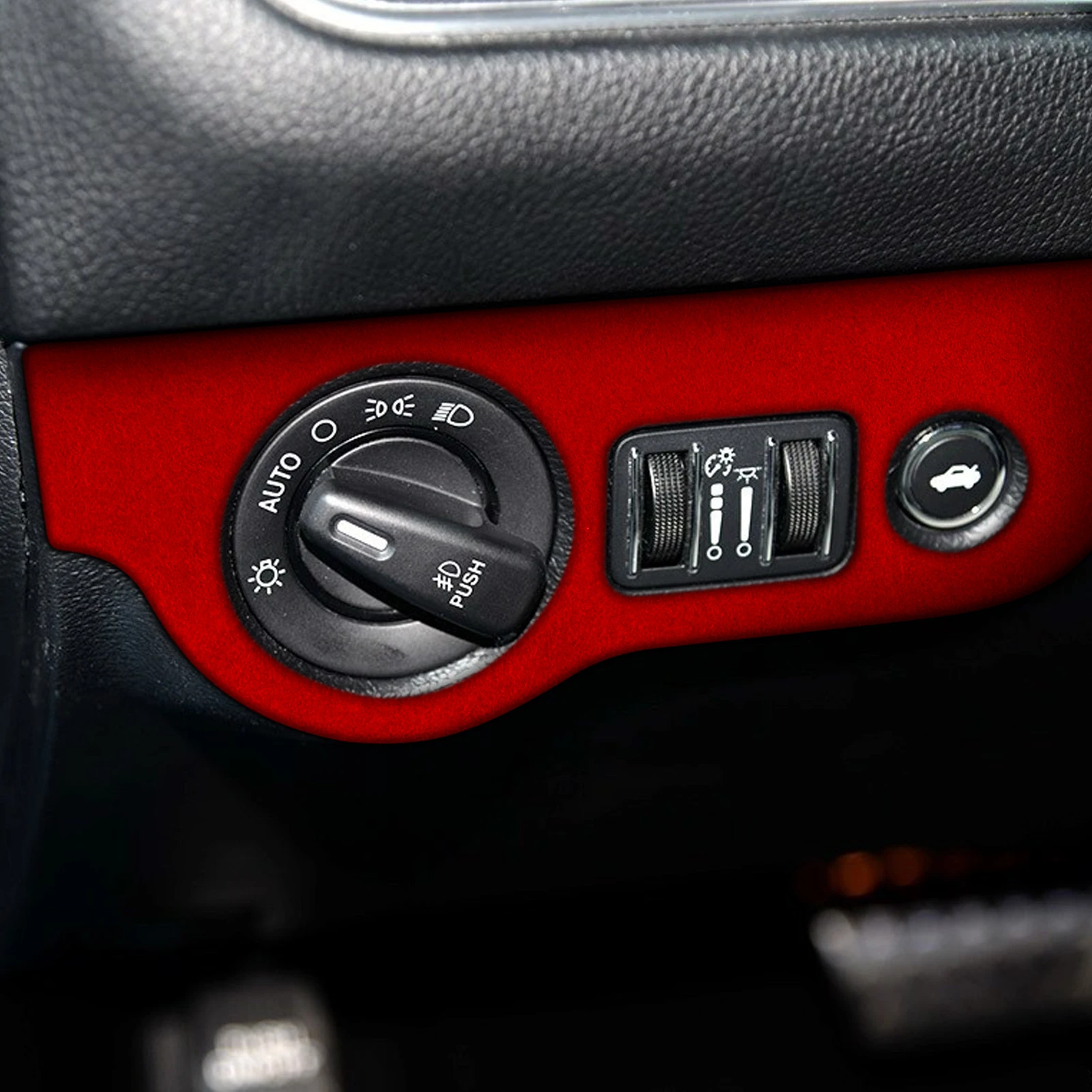 

For Dodge Challenger 2015-2020 Suede Car Headlight Switch Button Frame Cover Trim Styling Sticker