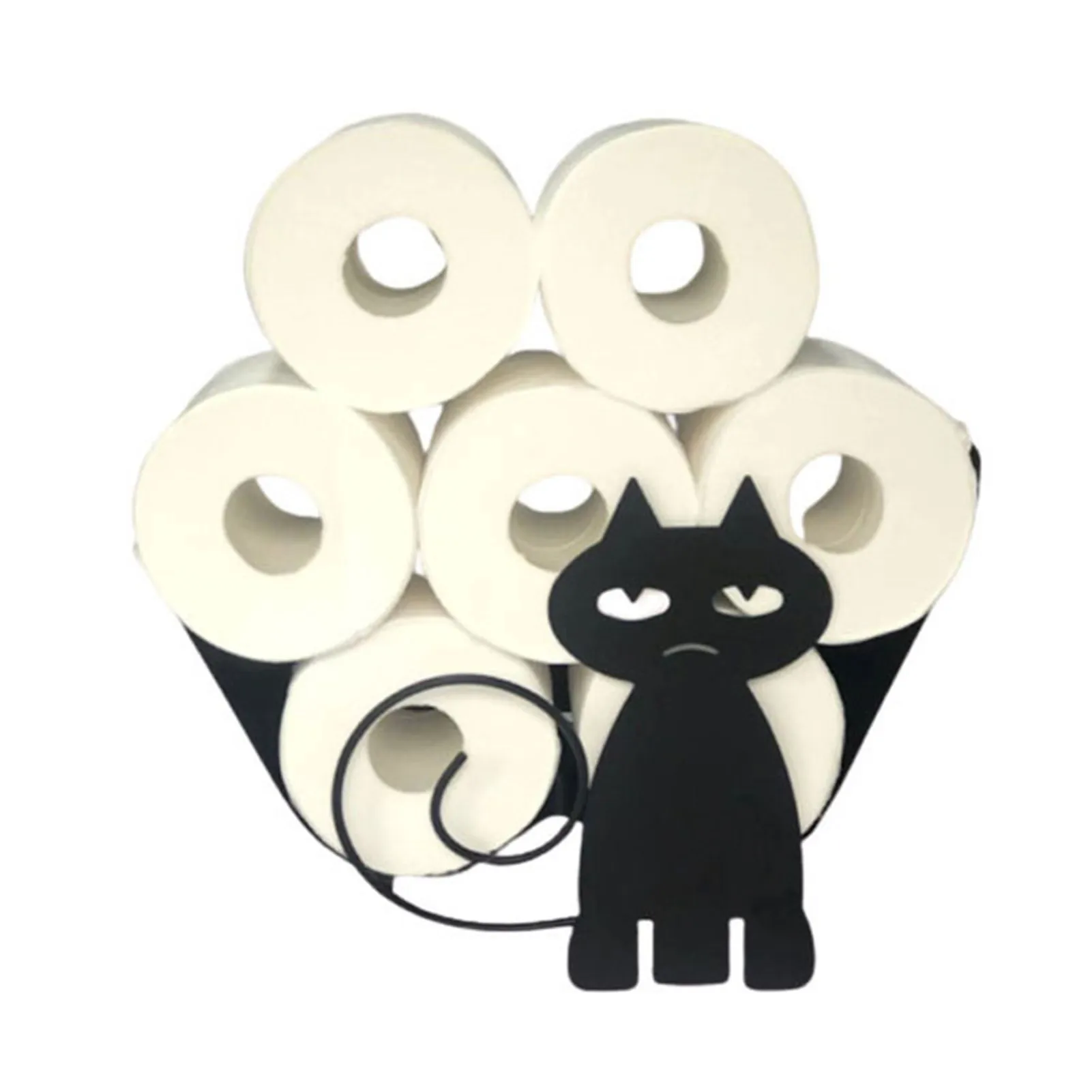 

Cute Cat Design Toilet Paper Roll Holder Baking Varnish Metal Bathroom Tissue Storage Rack Bring Fun For Bathroom