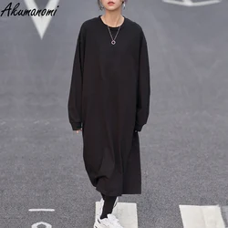 Plus Size Autumn Maxi Long Cotton Dresses For Women Black Pink Red Khaki Long Sleeve 4xl 5xl 6xl Casual Loose Oversized za Dress