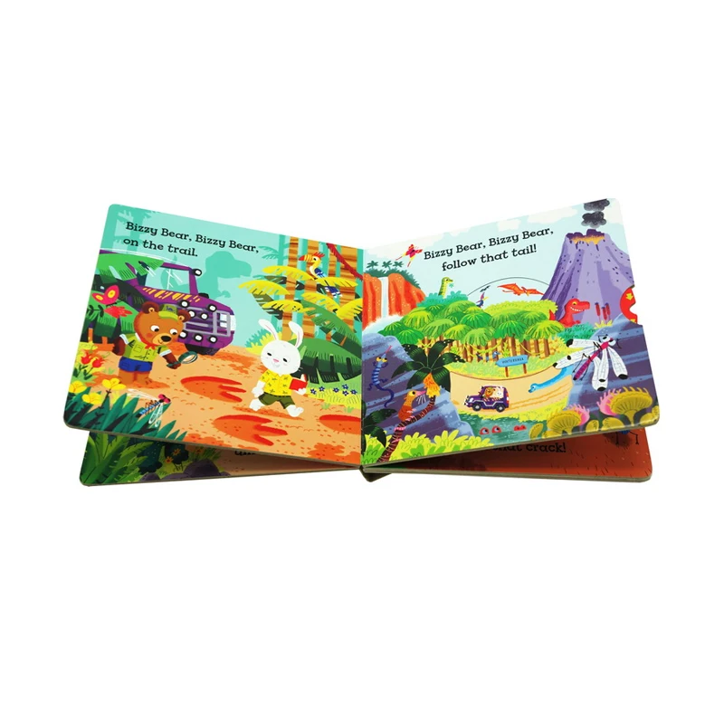 Libro de lectura educativo con solapa 3D para niños, libro de imágenes en inglés, Serie de dinosaurios, Paraíso, oso ocupado