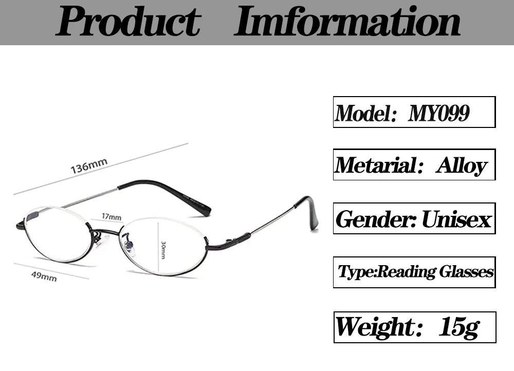 Retro Anti-Blau Licht Lesebrille Oval Design Halb Rahmen Hyperopie Brillen Runde Brille Männer Frauen Flexible Rahmen + 3,5 + 4 – Detail 1