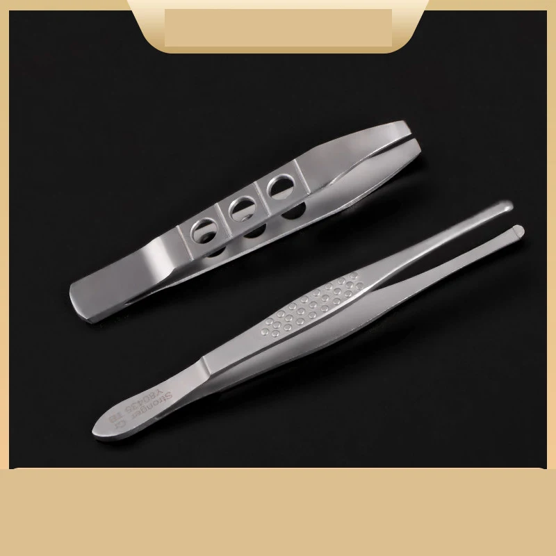 Stainless steel round eyelash tweezers eyebrow trimming grafting false eyelashes tweezers