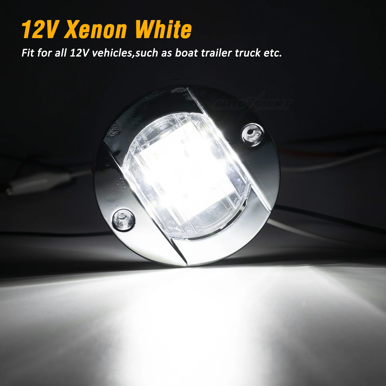 12V 2x Marine Boat Lights White Courtesy Transom Cabin Stern Cockpit Navigation LED Lights Clear Lens Deck Courtesy Lamp Yacht