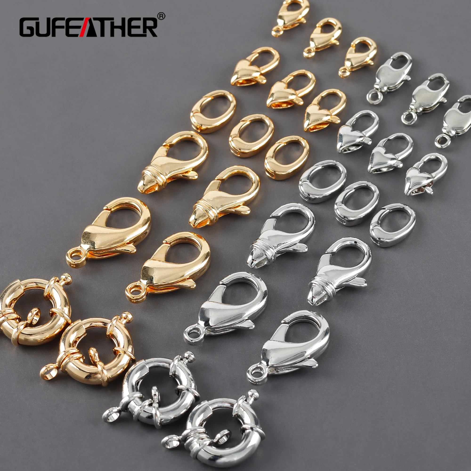 GUFEATHER M723,jewelry accessories,lobster clasp,18k gold plated,rhodium plated,jewelry making,diy chain necklace,10pcs/lot