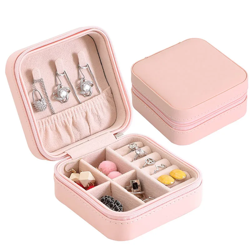 Jewelry Box Travel Jewel Box Organizer Necklace Earring Ring Storage Box Women Gifts(Give away necklaces and earrings)