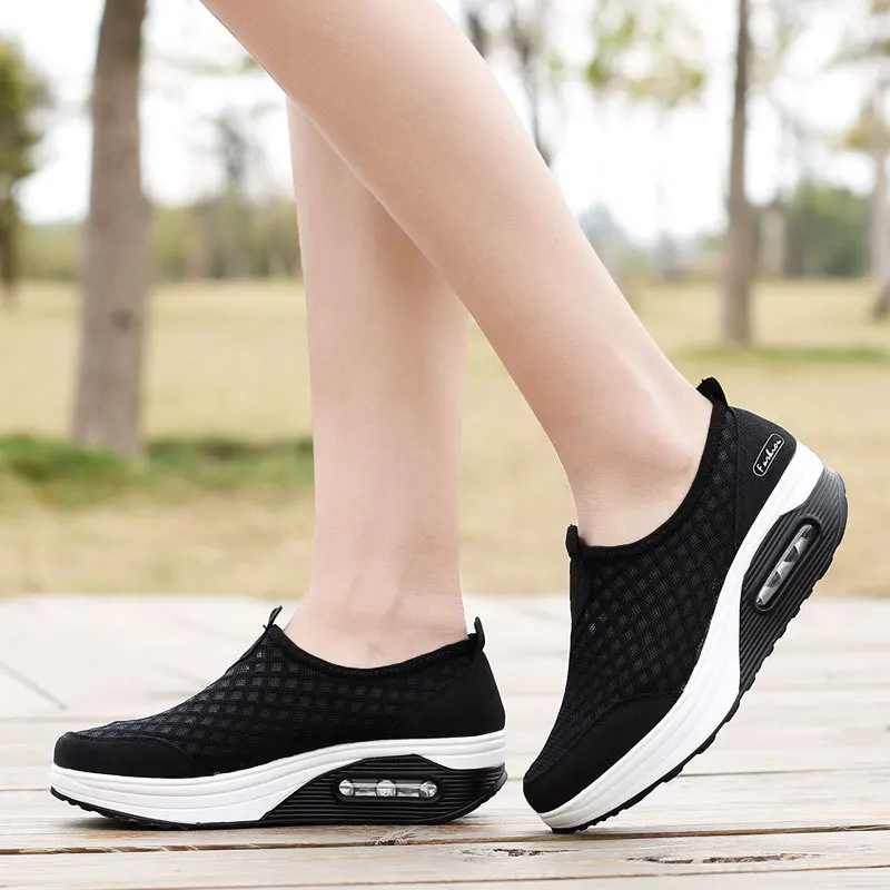 2021Women Casual Shoes  Soft Bottom Walking Shoes Woman Air Mesh Vulcanize Shoes Summer Chunky Sneakers For Basket Femme Wedges