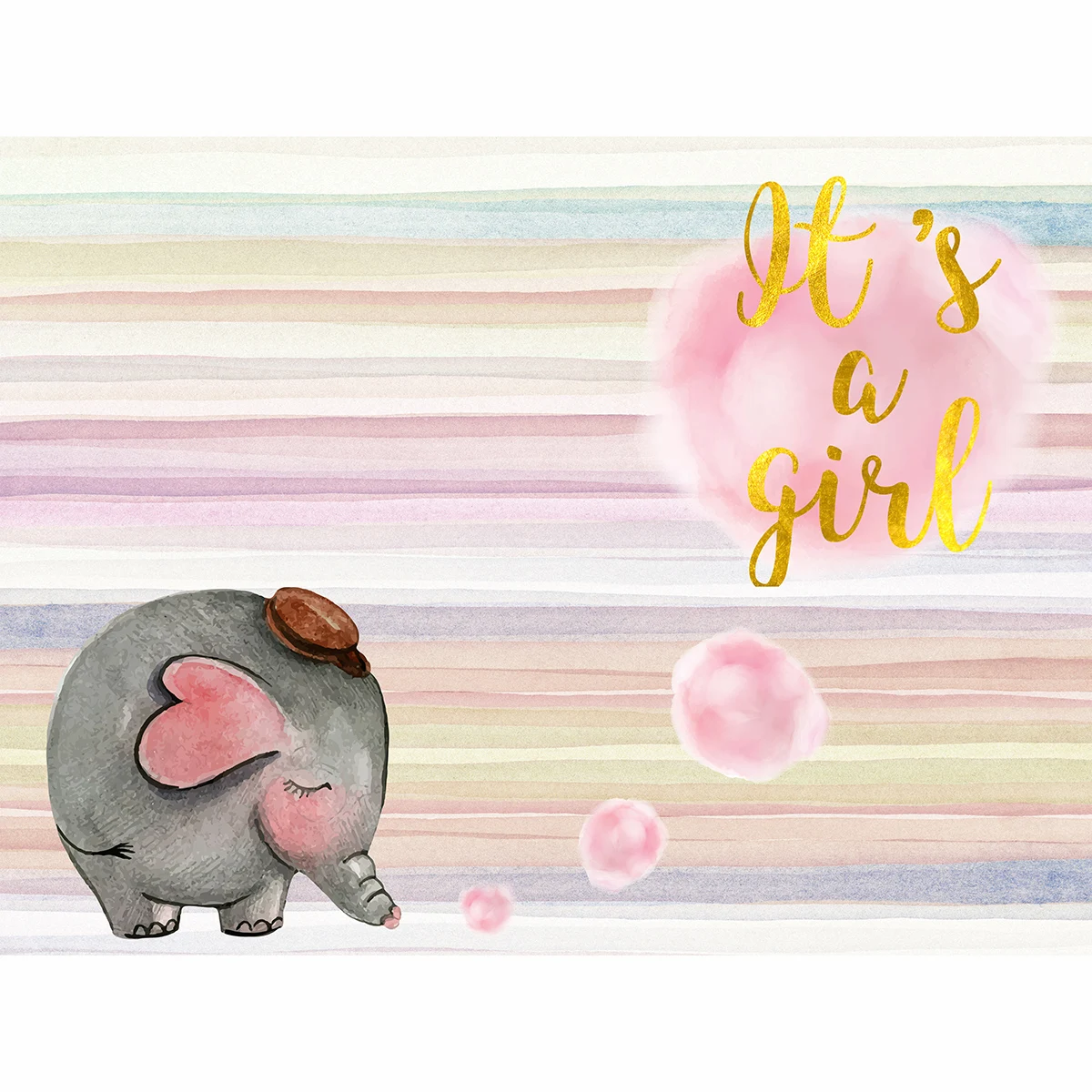 Allenjoy New Arrivals Photography Background Color Cartoon Girl Elephant Baptism Cute Original Design Photography Backdrops