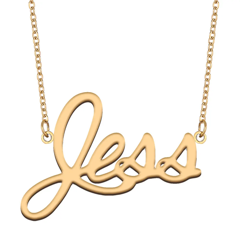 Jess Name Necklace for Women Stainless Steel Jewelry Gold Plated Nameplate Chain Pendant Femme Mothers Girlfriend Gift