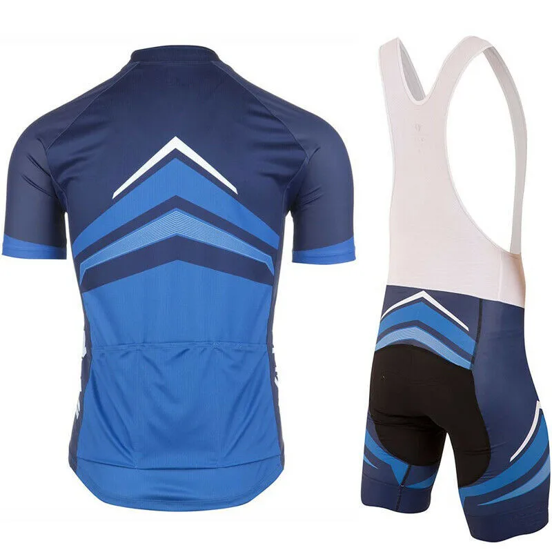 Best Seller Summer Short Sleeve Cycling Suit Men\'s Top and Bottom Bib Shorts Kit  Bike Jersey Set Cycling Clothing With Pocket