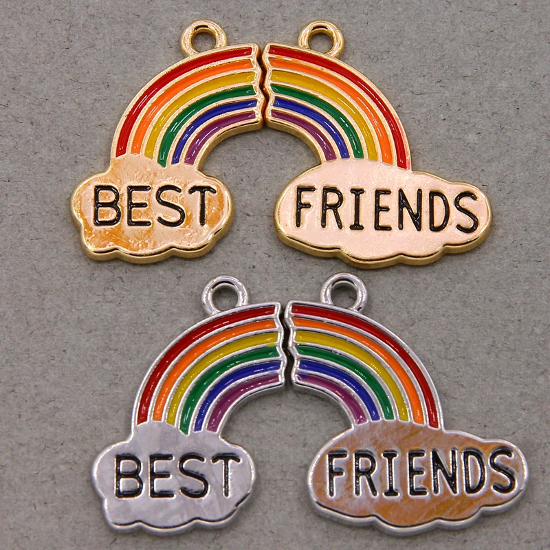 4pcs/set female rainbow friendship necklace accessories BFF fashion best friend stitching DIY pendant necklace wholesale