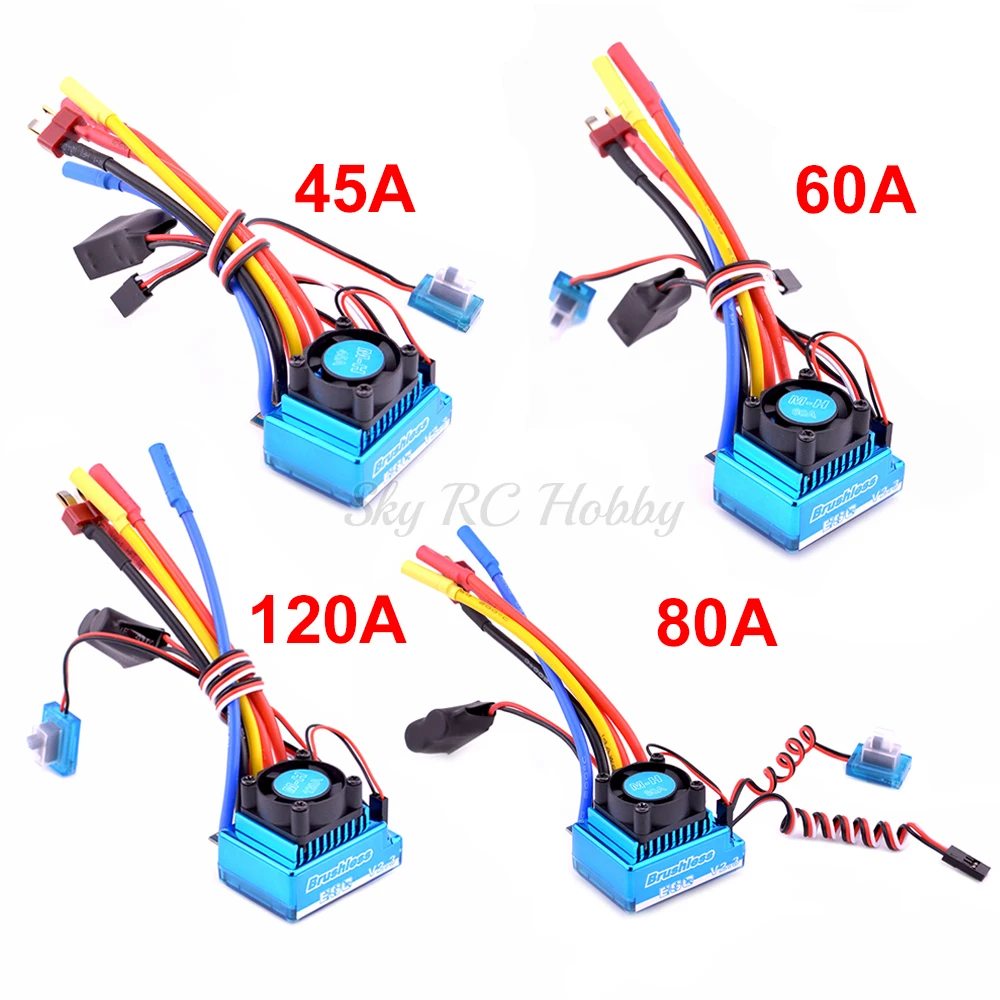 NEW 45A 60A 80A 120A Brushless ESC Electric Speed Controller Dust-proof for 1:10 1/10 RC Car 3650 Motor