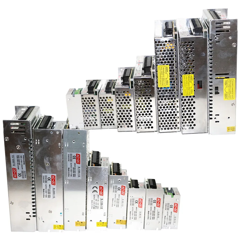 

AC85-265V 110V 220V to DC5V 12V 24V 48V 1A 2A 3A 4A 5A 6A 8A 10A 15A 20A 30A 40A LED Strip Power Supply DC Adapter Transformer